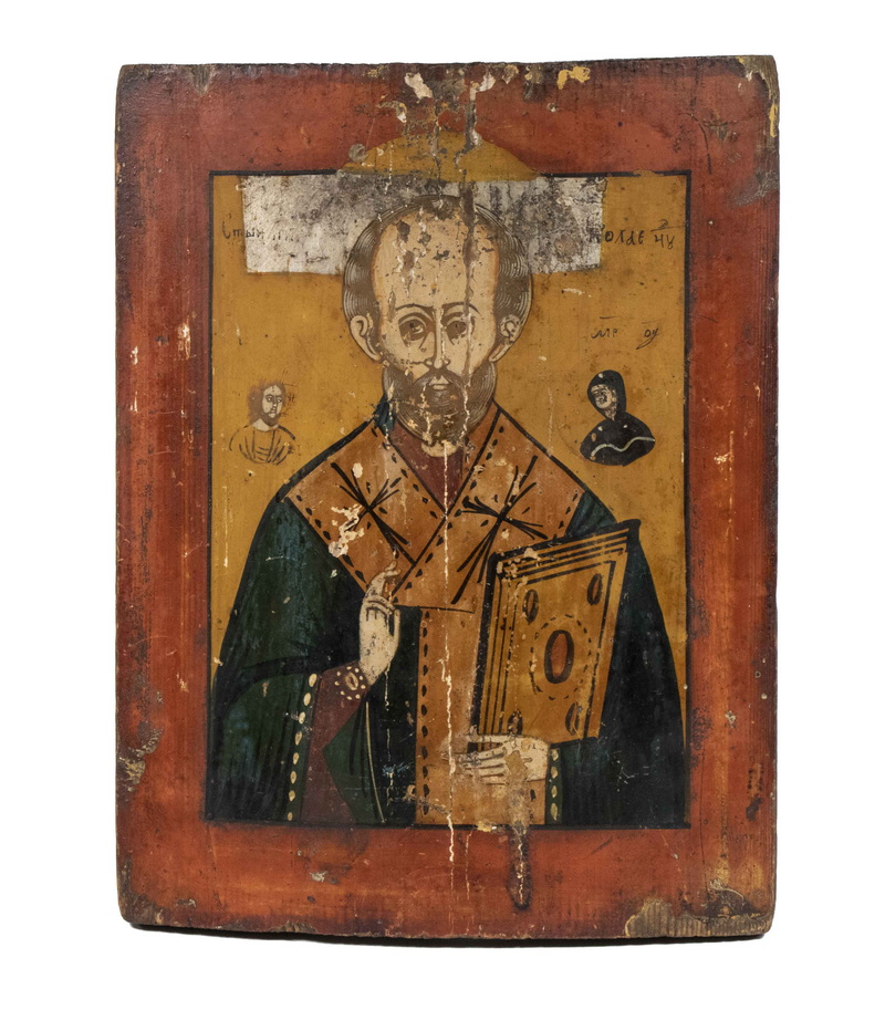 19TH C. RUSSIAN ICON "St. Nicholas,