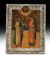19TH C. RUSSIAN WOOD & SILVERE