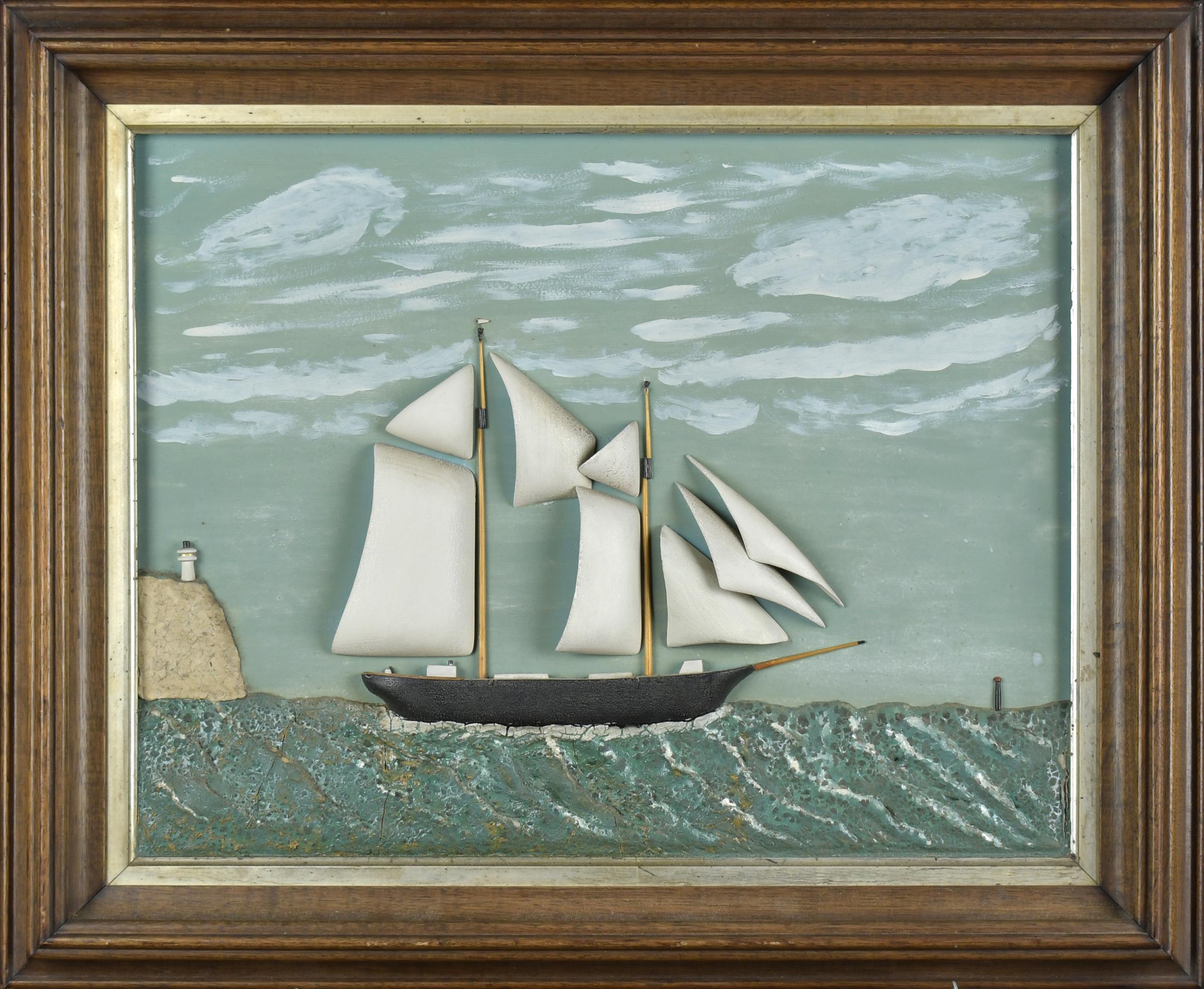 19TH C. SAILING SHIP DIORAMA.