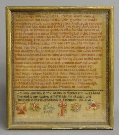 19th c. sampler ''Johana Burns is