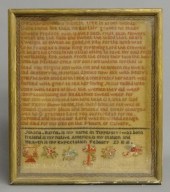 19th c. sampler ''Johana Burns