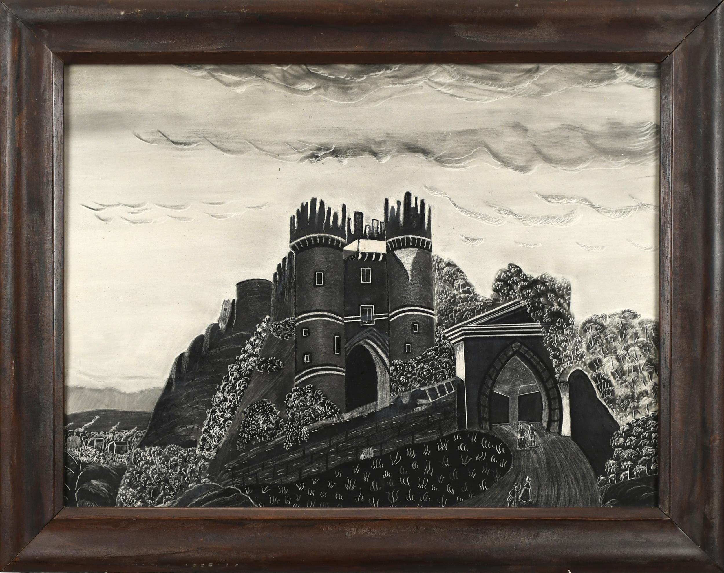 19TH C. SANDPAPER DRAWING,