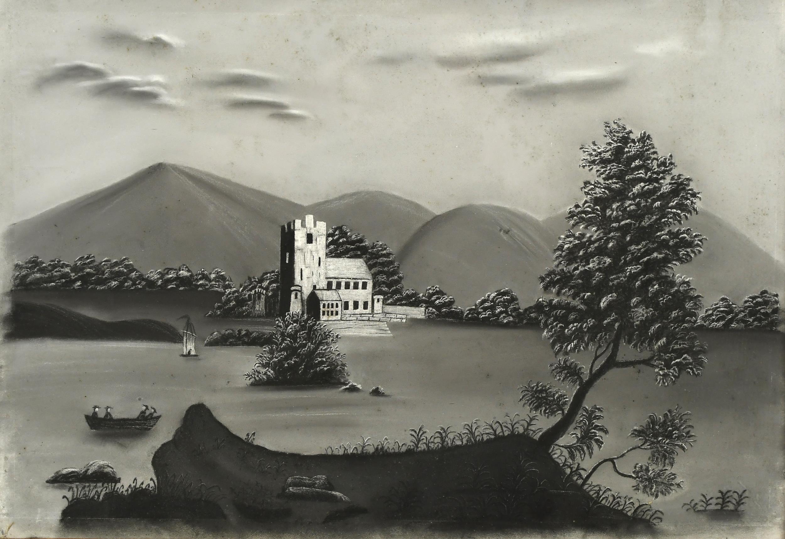 19TH C. SANDPAPER DRAWING,