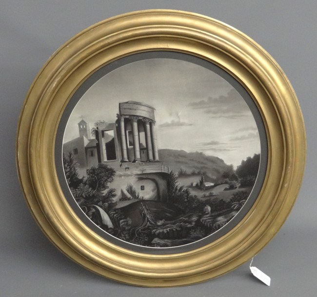 19th c. sandpaper drawing Temple.