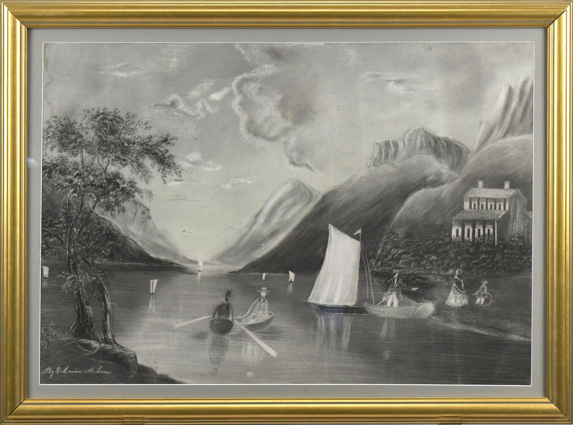 19TH C. SANDPAPER PAINTING,