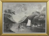 19TH C. SANDPAPER PAINTING, LO