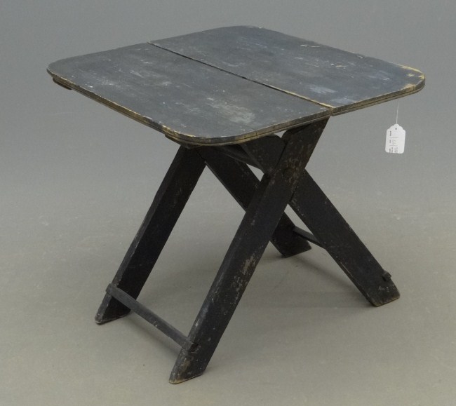 19th c. sawbuck table in blue
