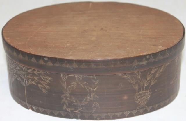 19TH C SCRIMSHAW BALEEN COVERED BOX