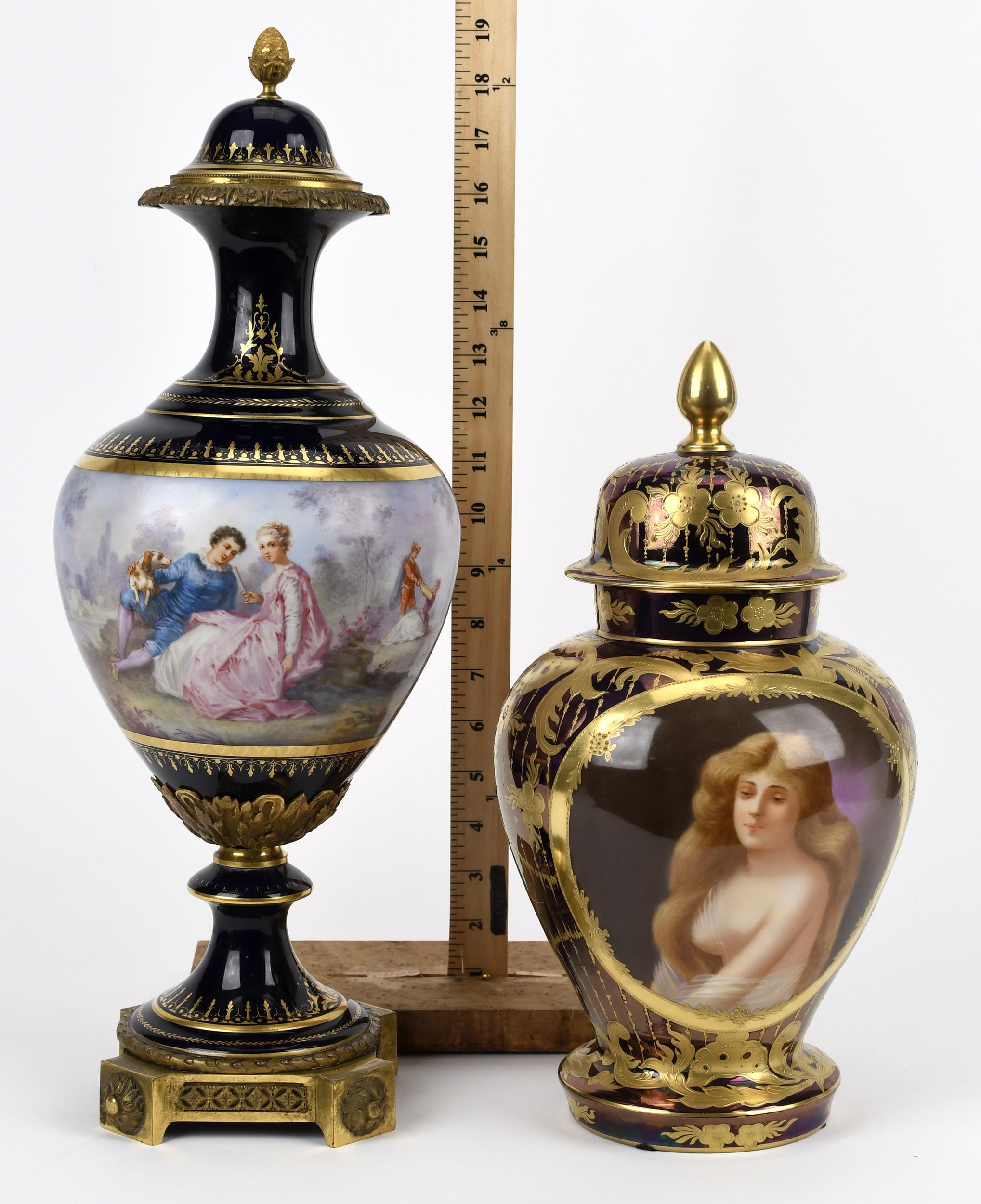 19TH C. SEVRES AND VIENNA URNS.