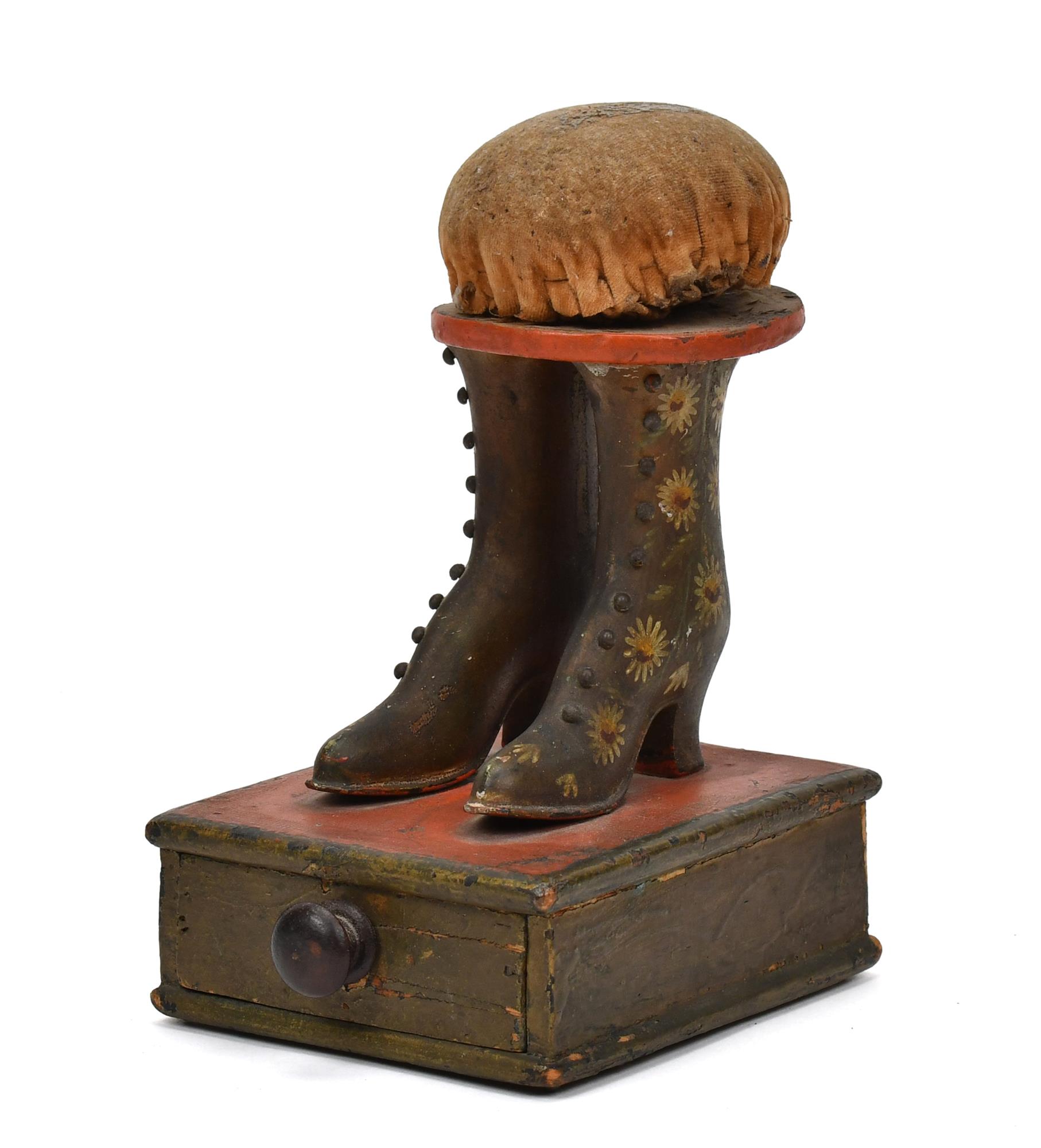 19TH C. SEWING CADDY WITH PIN