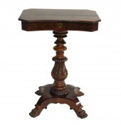 19TH C. SEWING STAND, MAHOGANY