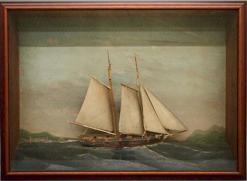 19TH C. SHIP DIORAMAA late 19th