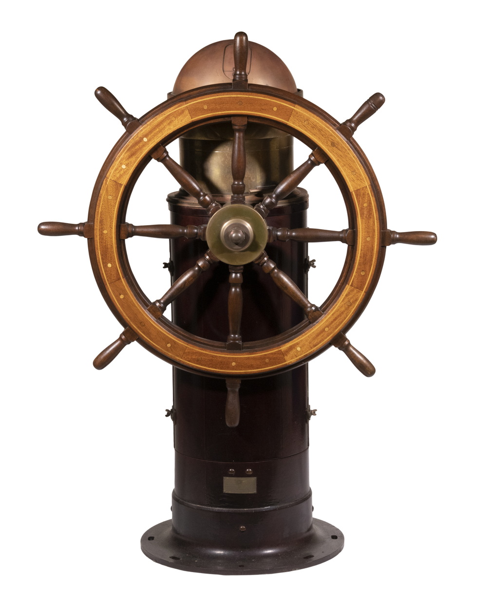 19TH C. SHIP'S WHEEL HELM WITH