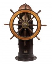 19TH C. SHIP'S WHEEL HELM WITH