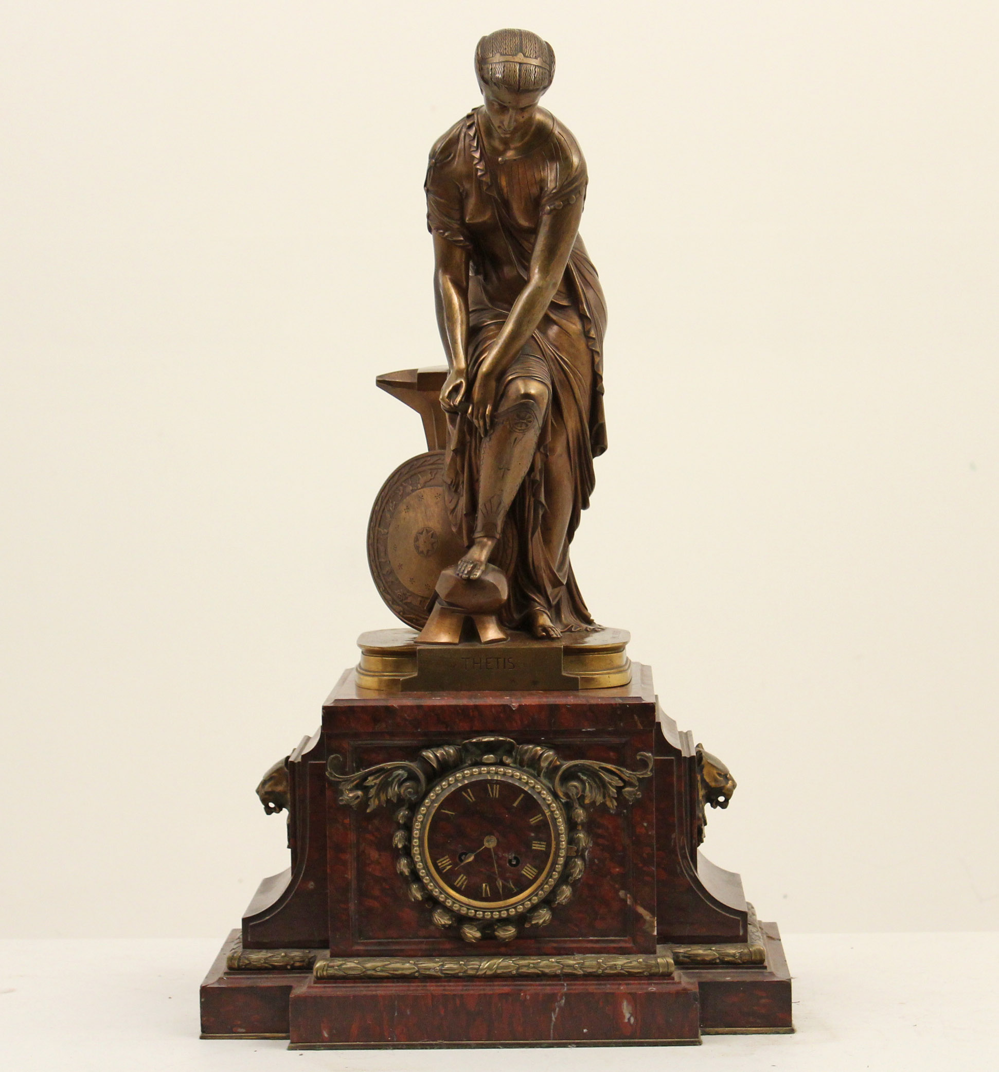 19TH C. SIGNED BRONZE AND MARBLE