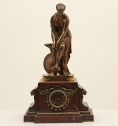 19TH C. SIGNED BRONZE AND MARB