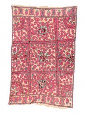 19TH C. SILK EMBROIDERED SHAWL