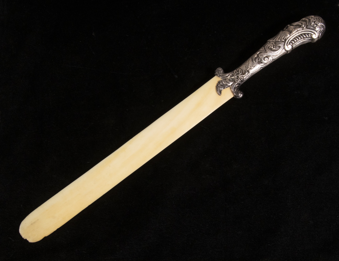 19TH C. SILVER HANDLED IVORY