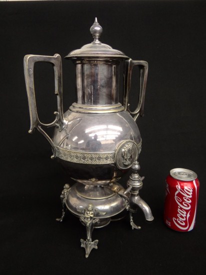 19th c. silverplate samovar. 17''