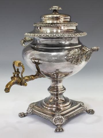 19TH C. SILVERPLATE WATER URN,