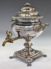 19TH C. SILVERPLATE WATER URN,