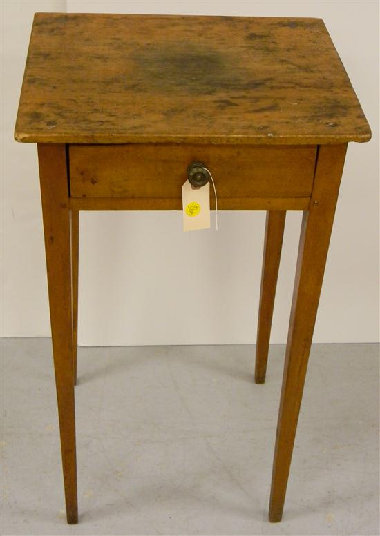 19th C. single drawer pine stand 