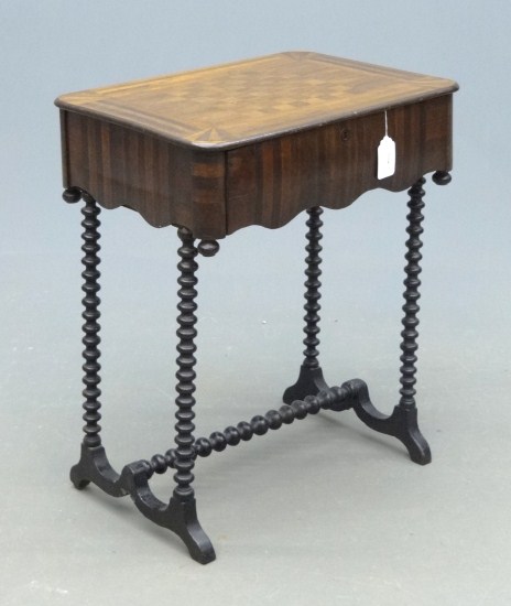 19th c. single drawer spool leg