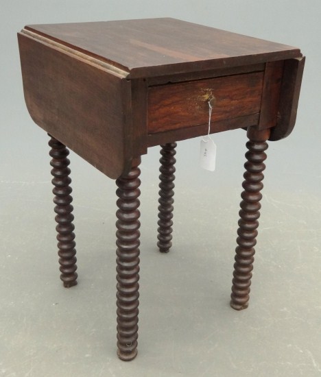 19th c. single drawer spool leg
