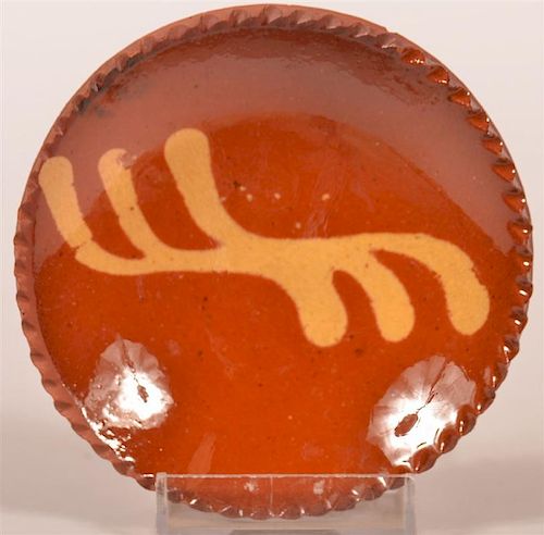 19TH C. SLIP DECORATED REDWARE TODY
