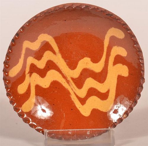 19TH C. SLIP DECORATED REDWARE TODY