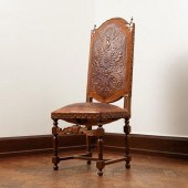 19TH C. SPANISH TOOLED LEATHER