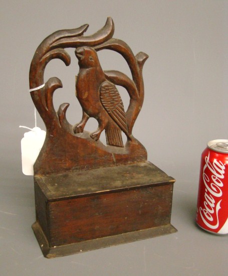 19th c. spice box with lovebird.