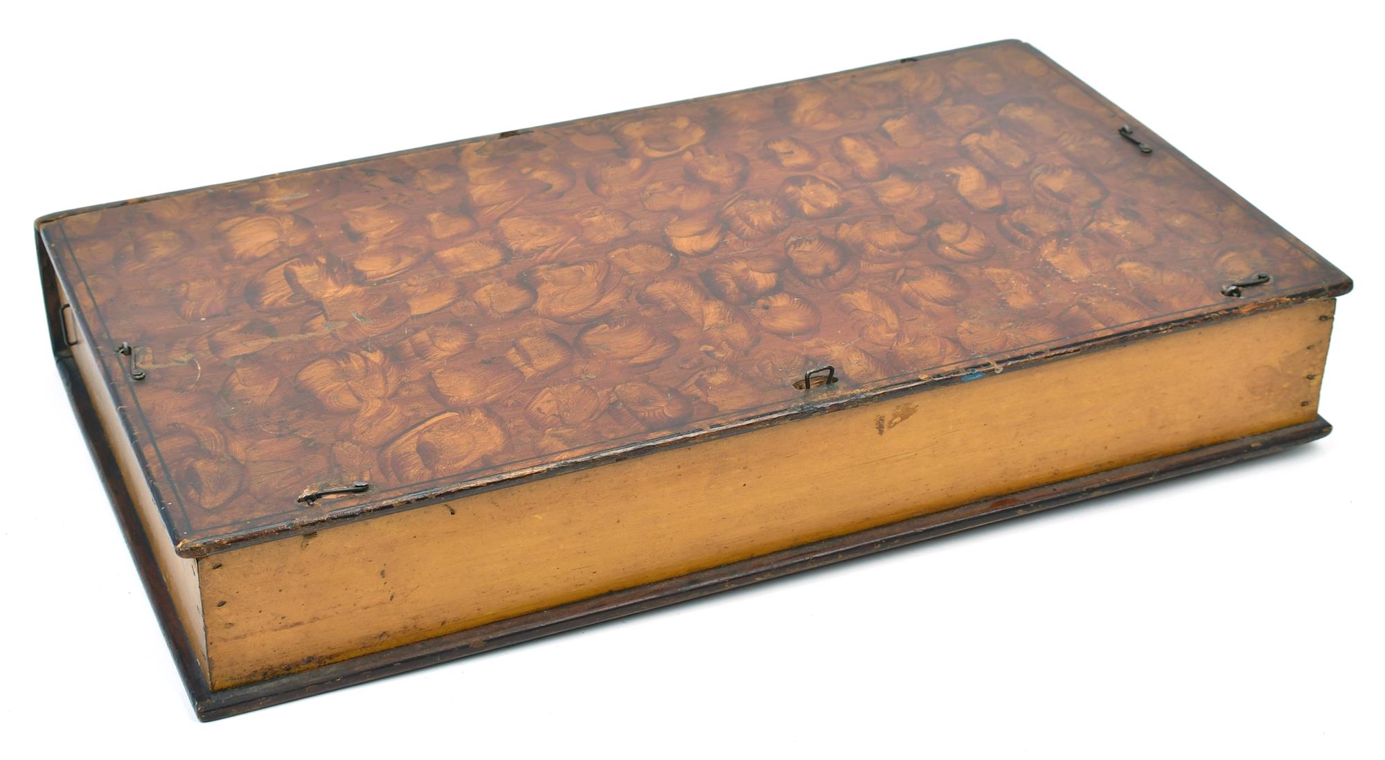 19TH C. SPONGE DECORATED BIBLE BOX.