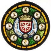 19TH C. STAINED GLASS WINDOW,