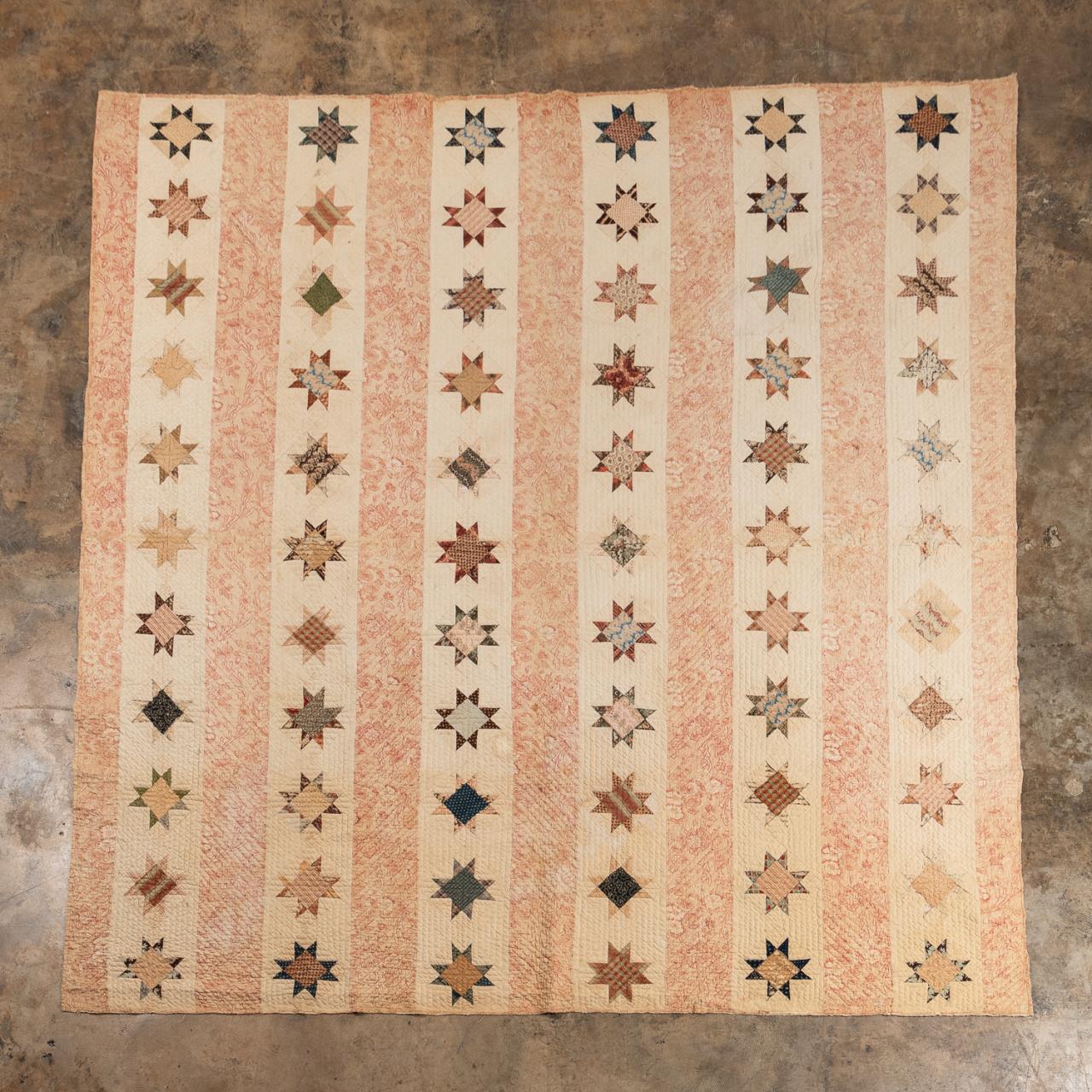 19TH C. STARS AND BARS QUILT,