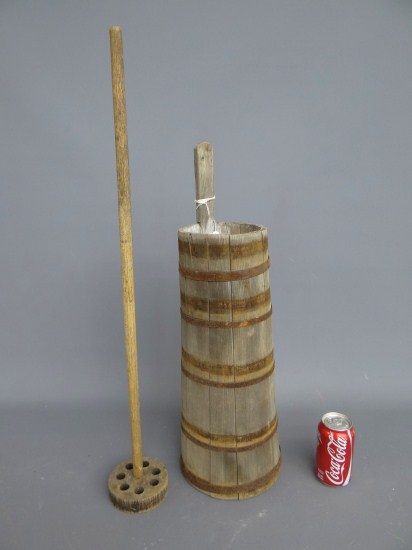 19th c. staved butterchurn. 25''