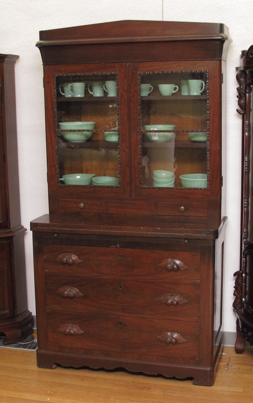 19th C STEPBACK SECRETARY BOOKCASE: