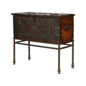 19TH C. STUDDED HARDWOOD CHEST