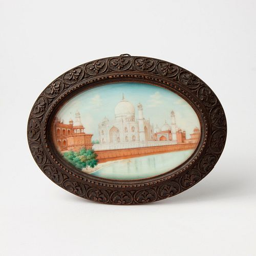 19TH C. TAJ MAHAL OIL ON CELLULOIDA