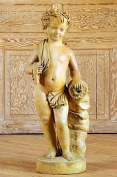 19TH C. TERRACOTTA DRAPED FIGU
