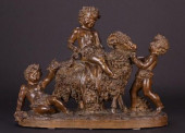 19TH C. TERRACOTTA GROUP OF CH