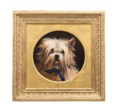 19TH C. TERRIER OIL ON BOARD,