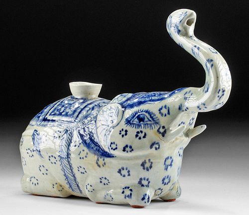 19TH C. THAI BLUE-ON-WHITE