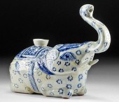 19TH C. THAI BLUE-ON-WHITE POT
