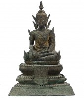 19TH C. THAI GILT BRONZE BUDDH
