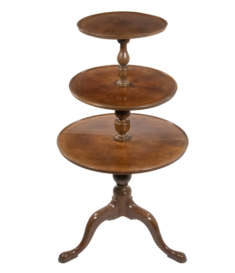 19TH C. THREE-TIER ENGLISH MAHOGANY
