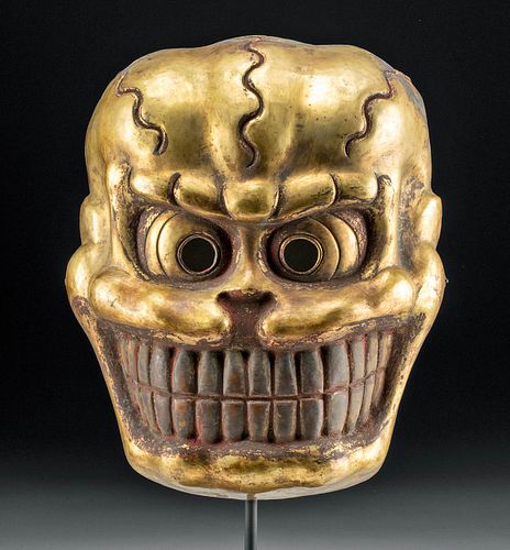 19TH C. TIBETAN DANCE MASK CITIPATI