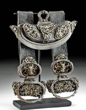 19TH C. TIBETAN SILVER / LEATH