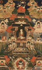 19TH C. TIBETAN THANGKA OF BUD