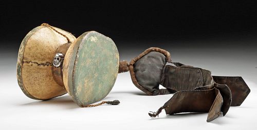 19TH C. TIBETAN TWO-HEADED DAMARU